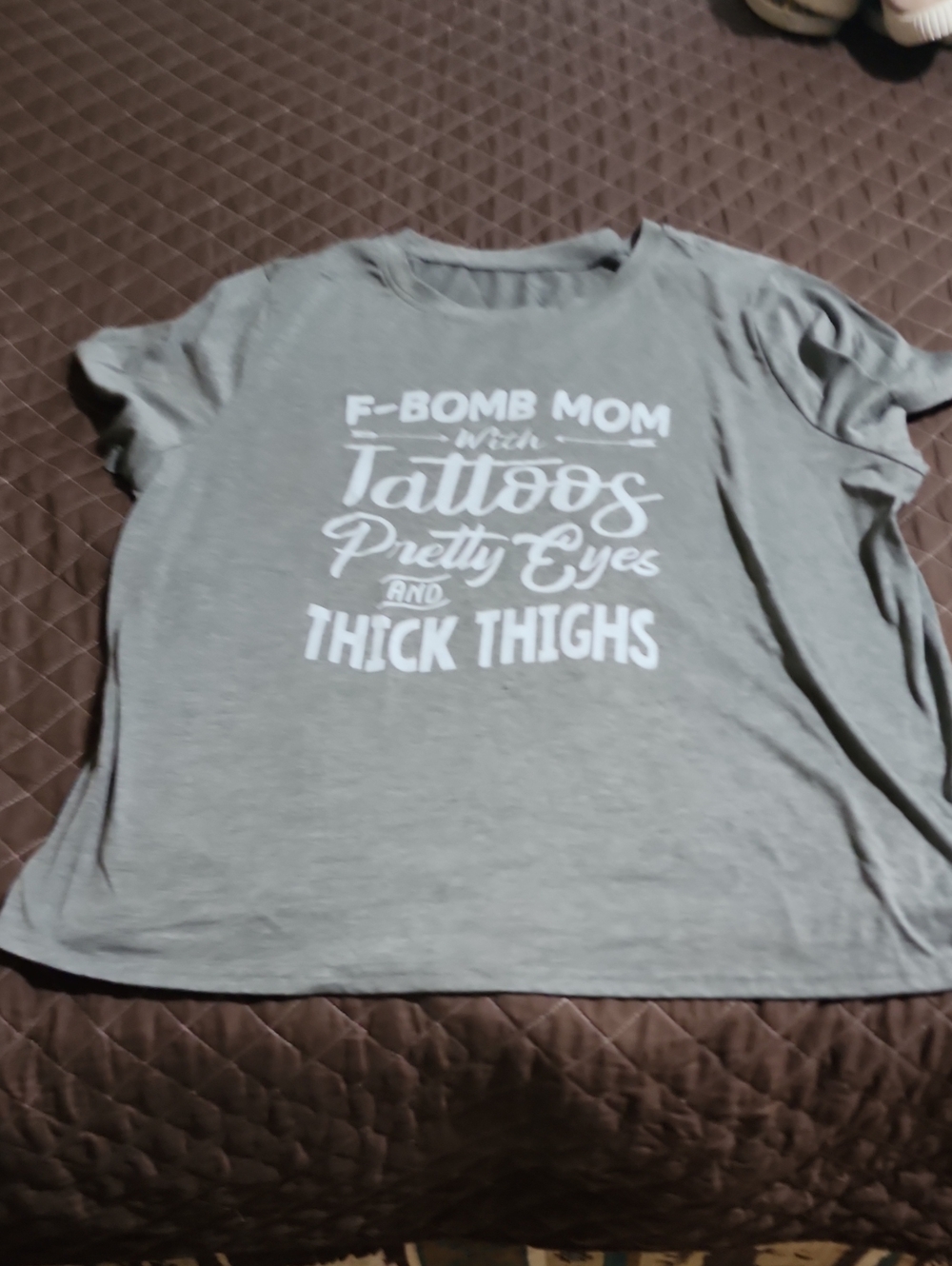 SHEIN Gray Short Sleeve Graphic Tee - F-Bomb Mom